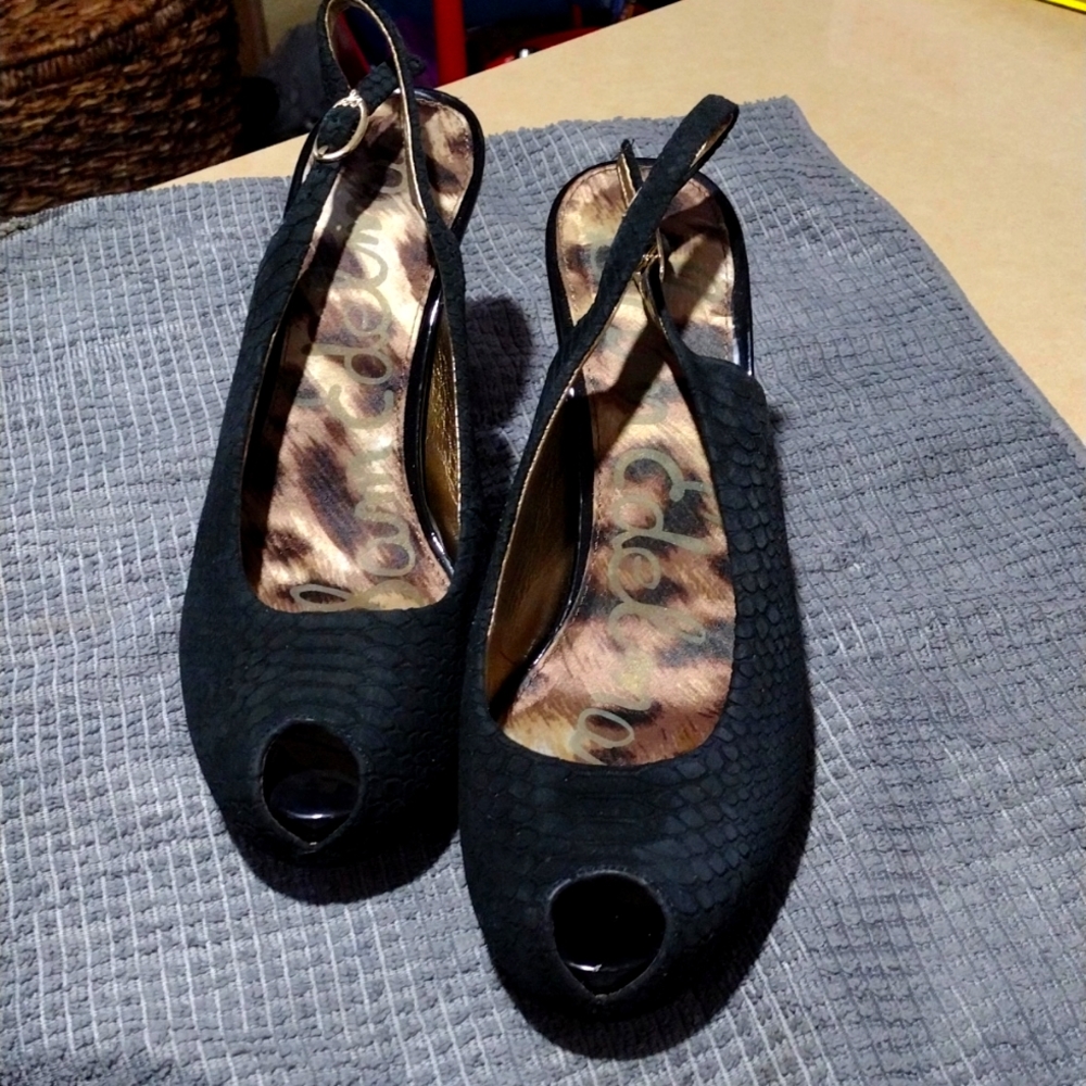 Same Edelman suede peep toe sling backs 8.5M